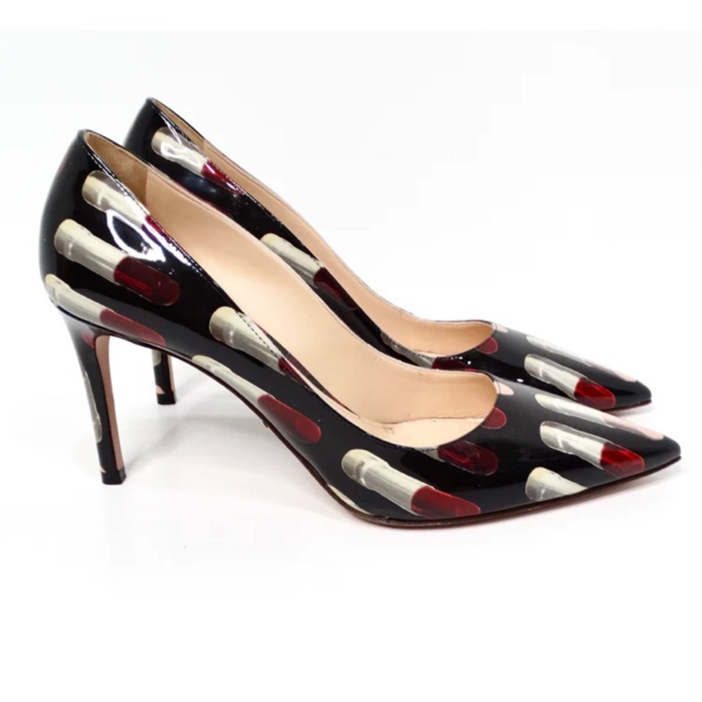Rare Prada Lipstick Print Patent Leather Pumps